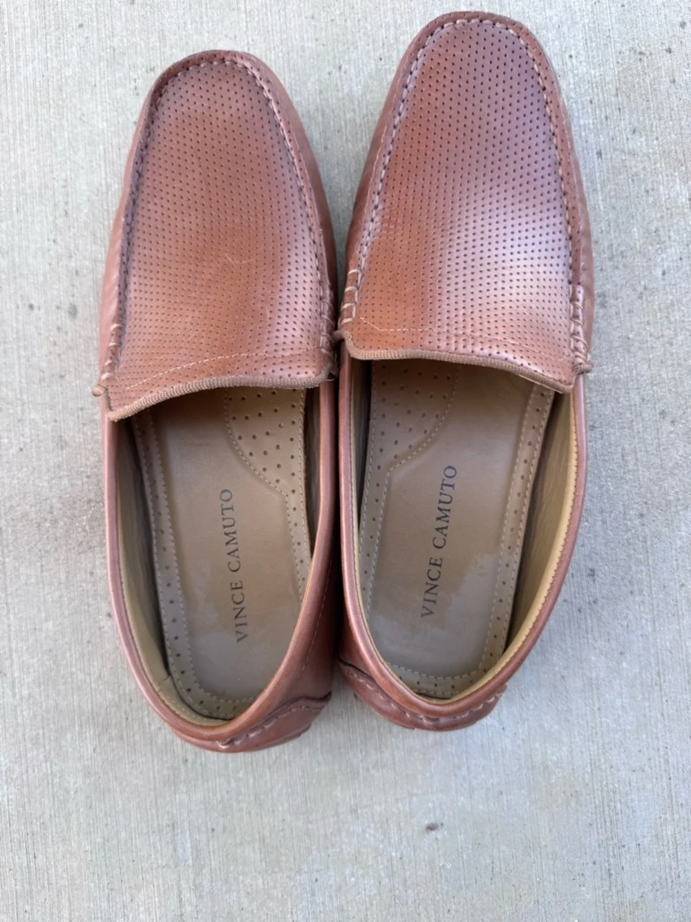 Vince Camuto Men's Eadric Casual Driving Loafers Perforated Brown 9.5/42.5